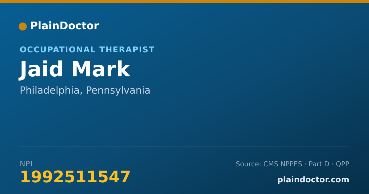 Shareable card for Jaid Mark - Occupational Therapist, Philadelphia, PA