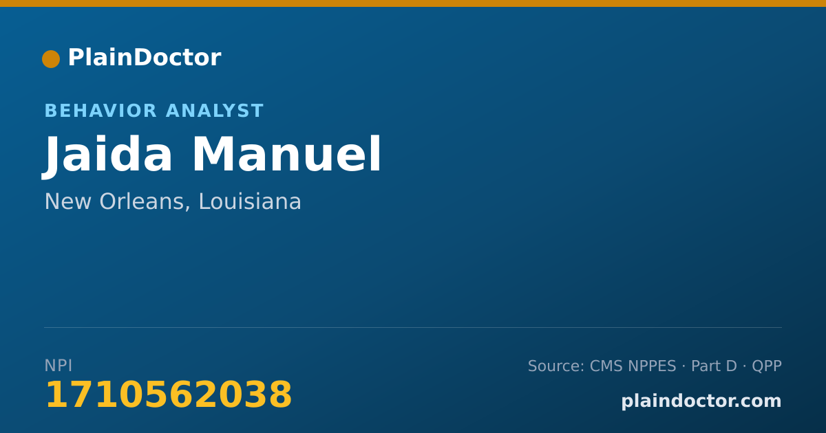 Shareable card for Jaida Manuel - Behavior Analyst, New Orleans, LA