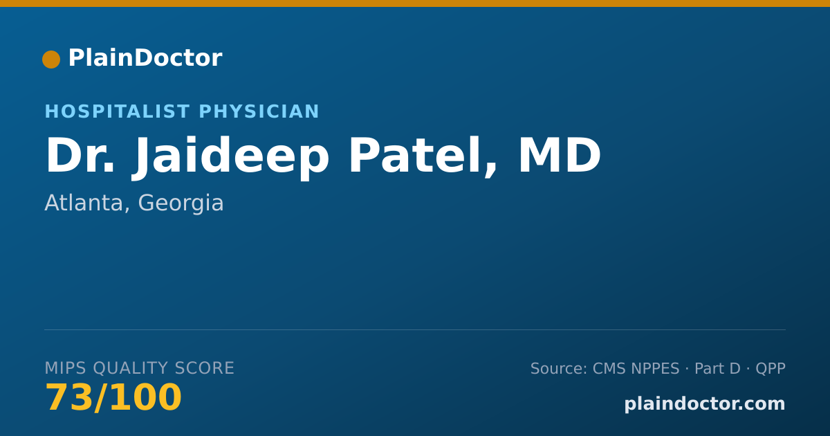 Shareable card for Jaideep Patel, MD - Hospitalist Physician, Atlanta, GA