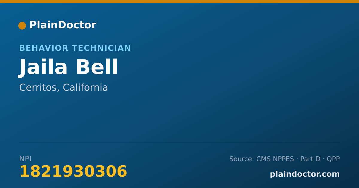 Shareable card for Jaila Bell - Behavior Technician, Cerritos, CA