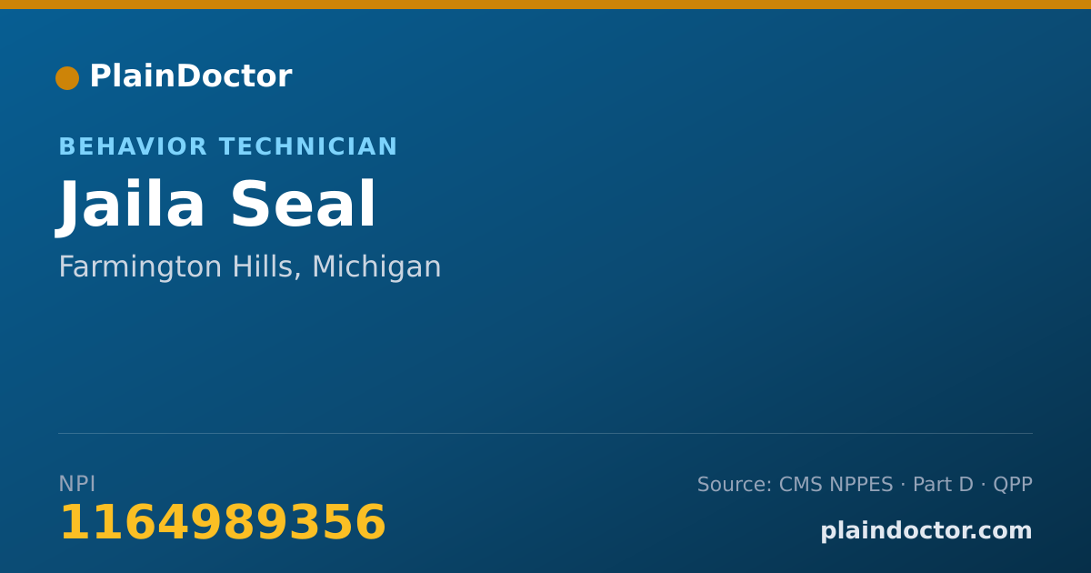 Shareable card for Jaila Seal - Behavior Technician, Farmington Hills, MI