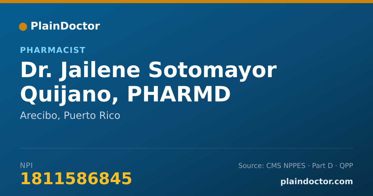 Shareable card for Jailene Sotomayor Quijano, PHARMD - Pharmacist, Arecibo, PR