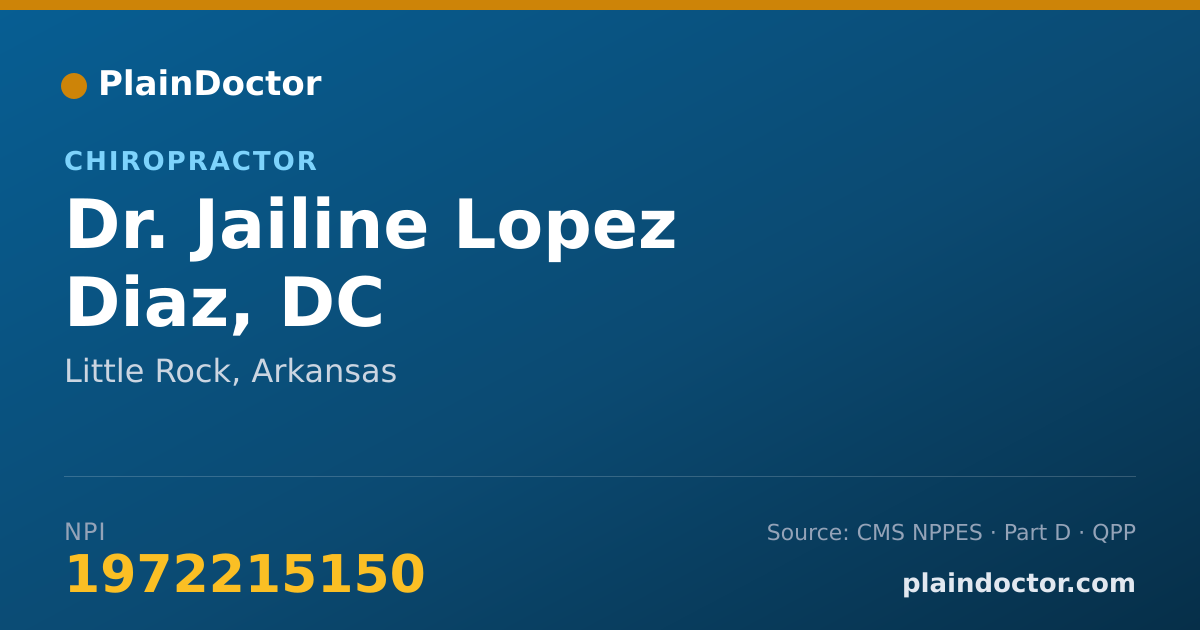 Shareable card for Jailine Lopez Diaz, DC - Chiropractor, Little Rock, AR