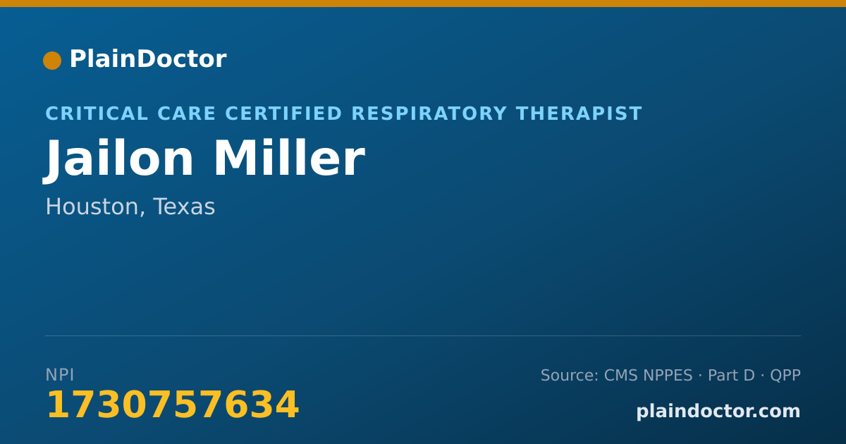Shareable card for Jailon Miller - Critical Care Certified Respiratory Therapist, Houston, TX