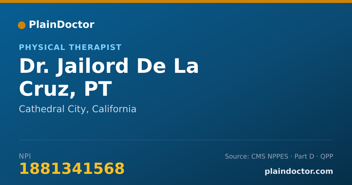 Shareable card for Jailord De La Cruz, PT - Physical Therapist, Cathedral City, CA