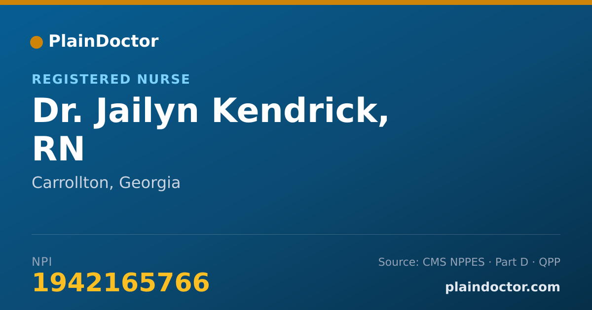Shareable card for Jailyn Kendrick, RN - Registered Nurse, Carrollton, GA