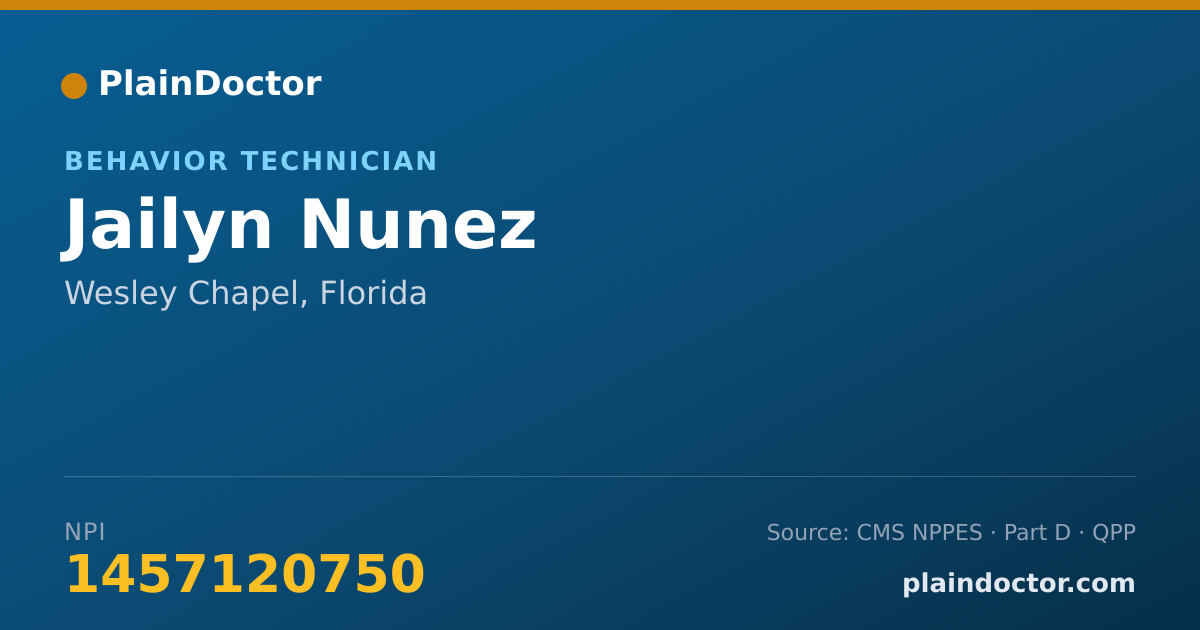 Shareable card for Jailyn Nunez - Behavior Technician, Wesley Chapel, FL