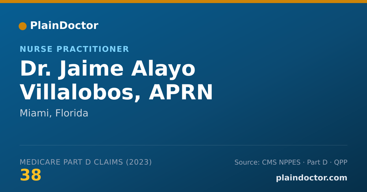 Shareable card for Jaime Alayo Villalobos, APRN - Nurse Practitioner, Miami, FL
