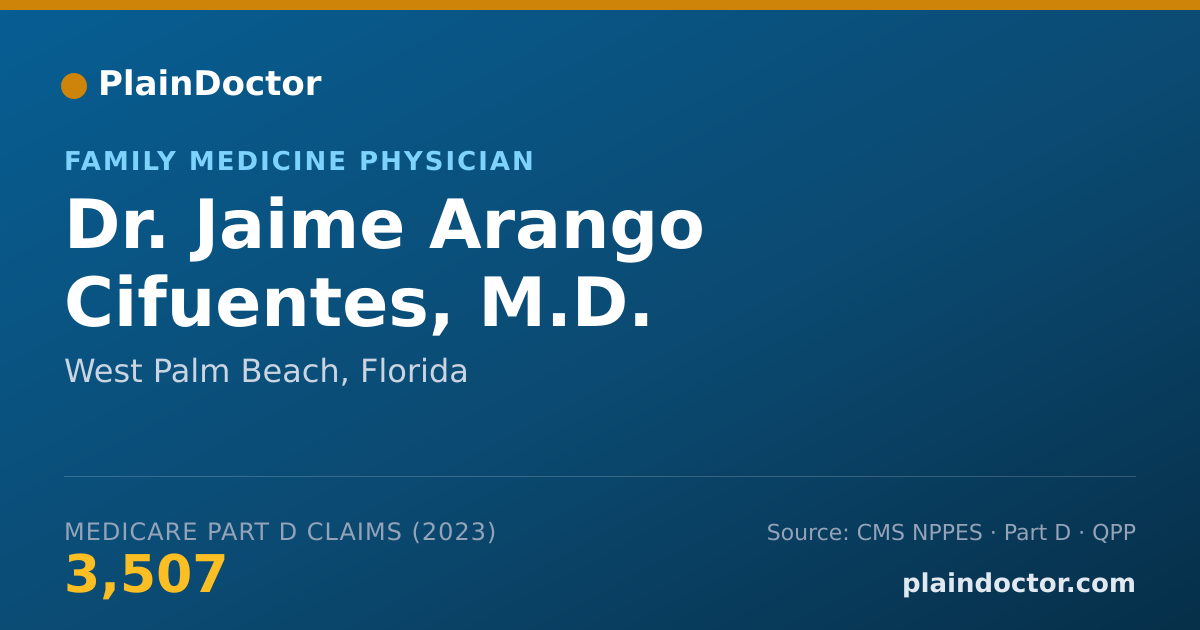 Shareable card for Jaime Arango Cifuentes, M.D. - Family Medicine Physician, West Palm Beach, FL