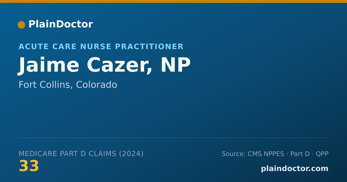 Shareable card for Jaime Cazer, NP - Acute Care Nurse Practitioner, Fort Collins, CO