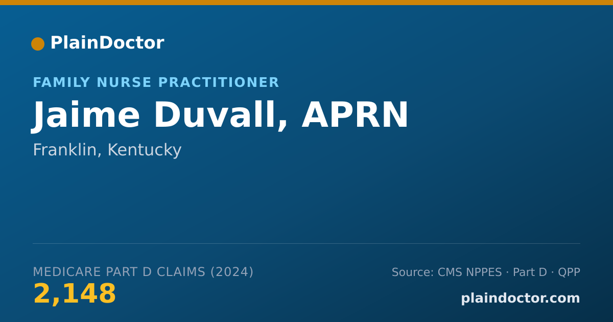 Shareable card for Jaime Duvall, APRN - Family Nurse Practitioner, Franklin, KY