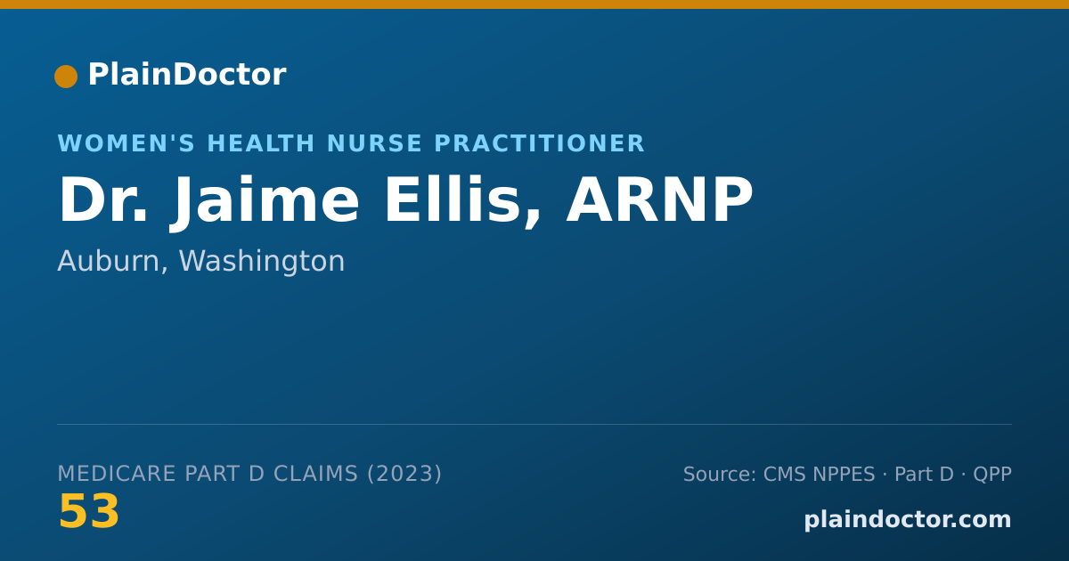 Shareable card for Jaime Ellis, ARNP - Women's Health Nurse Practitioner, Auburn, WA