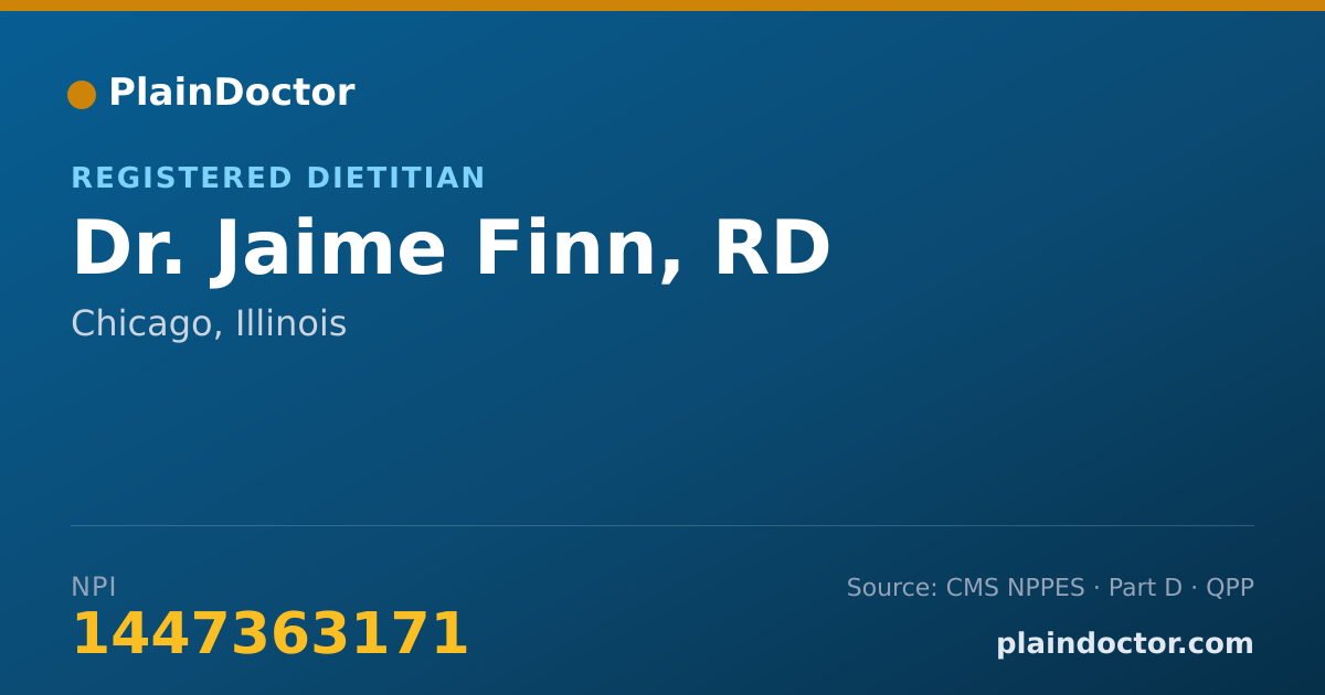 Shareable card for Jaime Finn, RD - Registered Dietitian, Chicago, IL