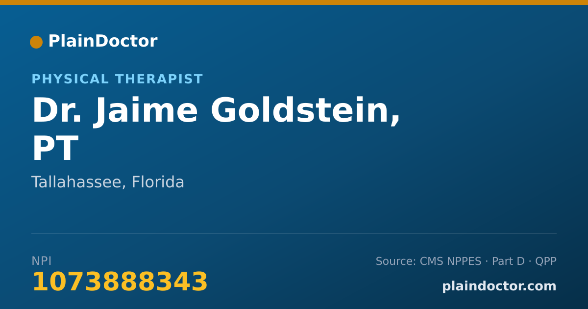 Shareable card for Jaime Goldstein, PT - Physical Therapist, Tallahassee, FL