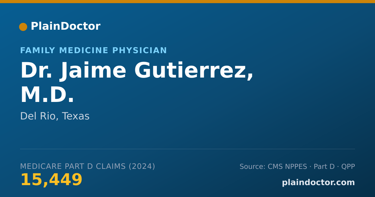 Shareable card for Jaime Gutierrez, M.D. - Family Medicine Physician, Del Rio, TX
