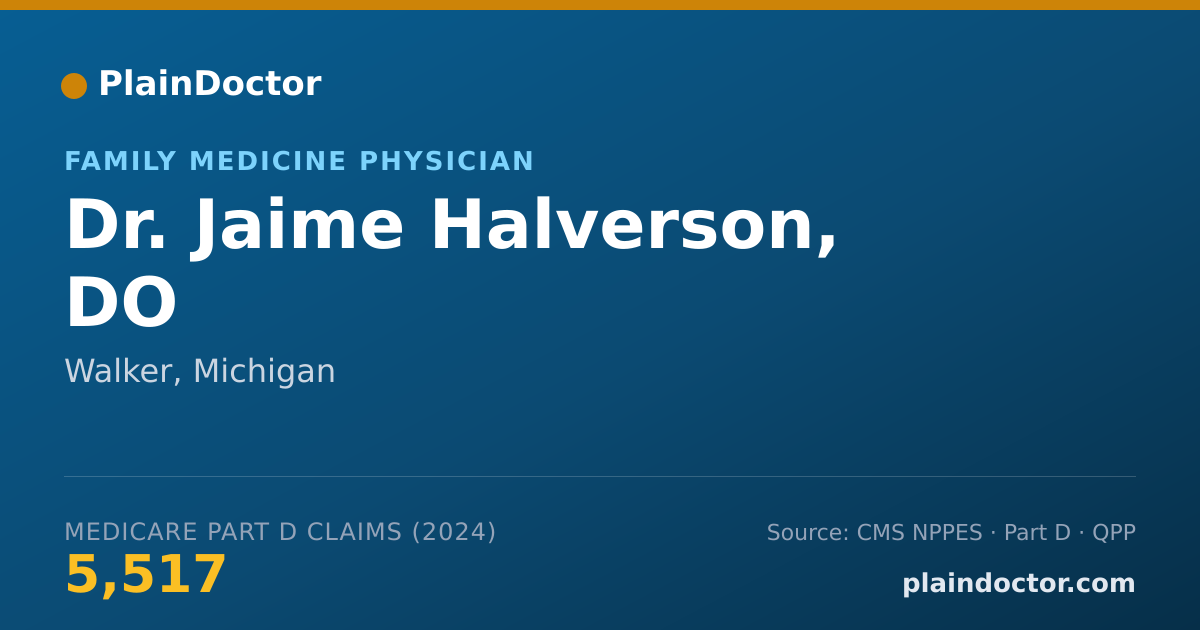 Shareable card for Jaime Halverson, DO - Family Medicine Physician, Walker, MI