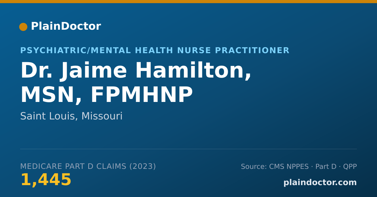 Shareable card for Jaime Hamilton, MSN, FPMHNP - Psychiatric/Mental Health Nurse Practitioner, Saint Louis, MO