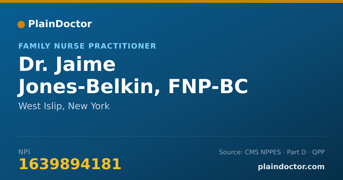 Shareable card for Jaime Jones-Belkin, FNP-BC - Family Nurse Practitioner, West Islip, NY