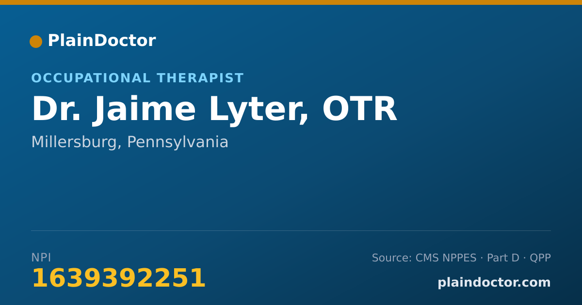Shareable card for Jaime Lyter, OTR - Occupational Therapist, Millersburg, PA