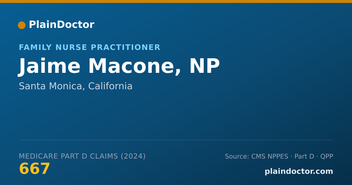 Shareable card for Jaime Macone, NP - Family Nurse Practitioner, Santa Monica, CA