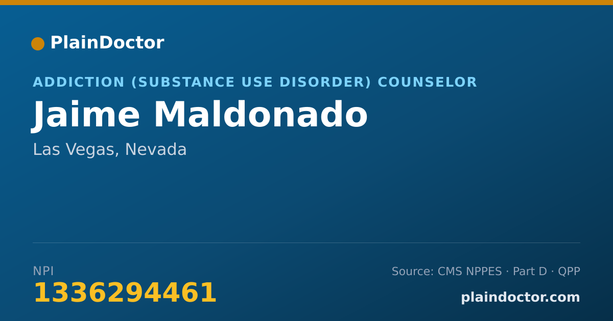 Shareable card for Jaime Maldonado - Addiction (Substance Use Disorder) Counselor, Las Vegas, NV