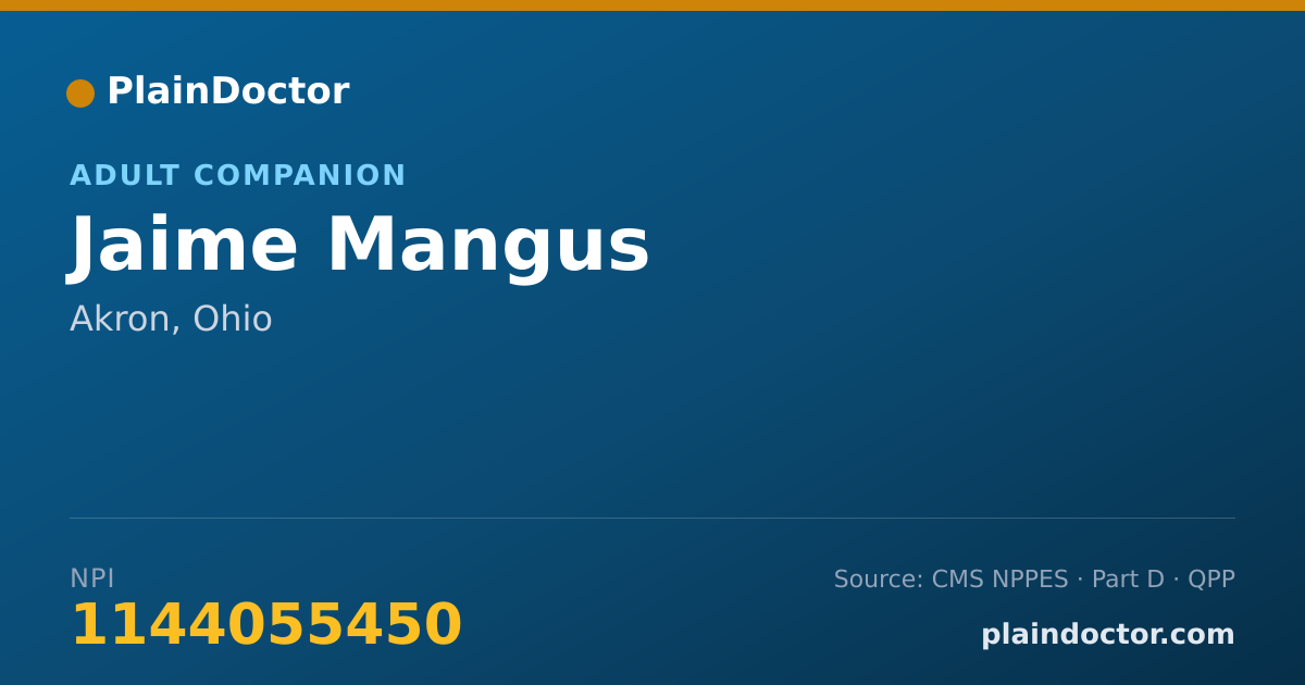 Shareable card for Jaime Mangus - Adult Companion, Akron, OH