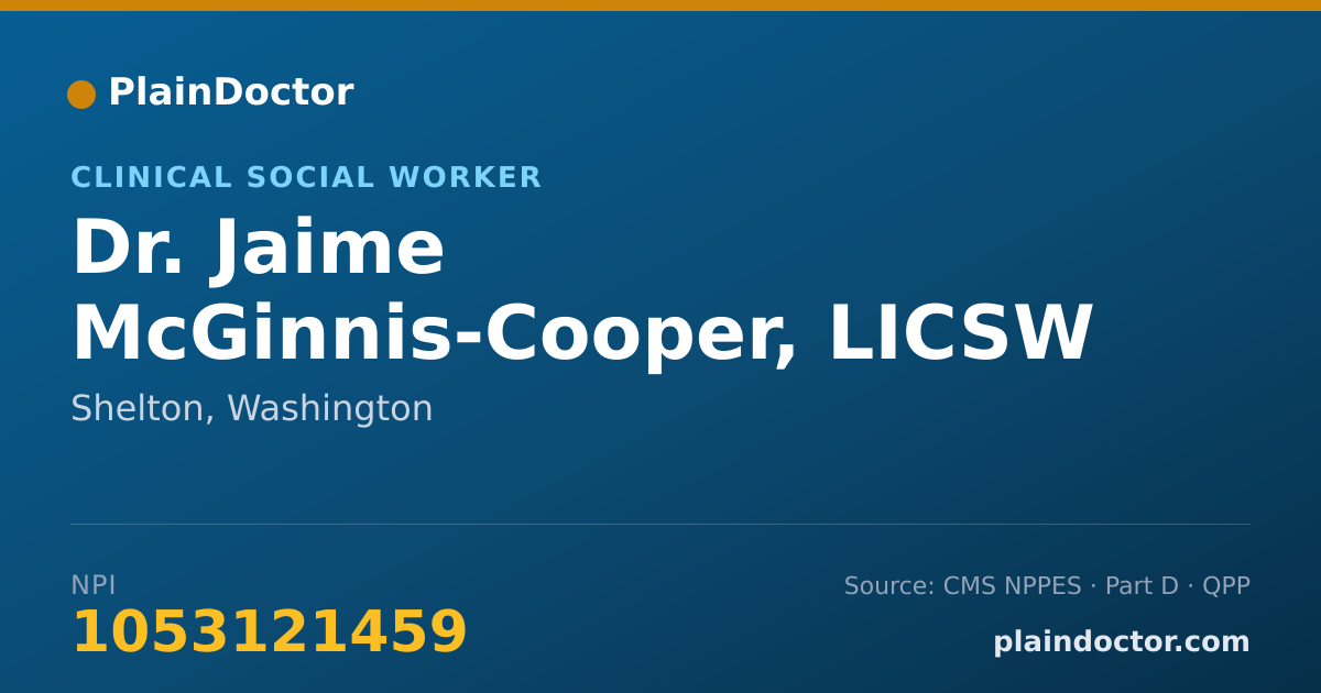 Shareable card for Jaime McGinnis-Cooper, LICSW - Clinical Social Worker, Shelton, WA