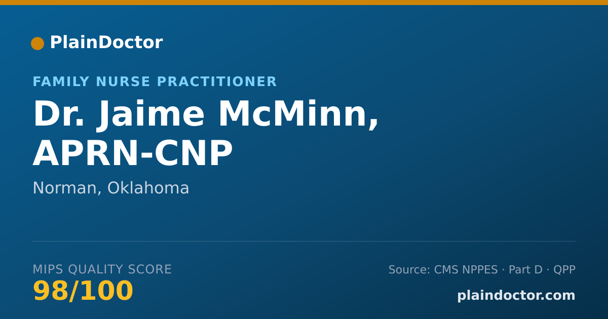 Shareable card for Jaime McMinn, APRN-CNP - Family Nurse Practitioner, Norman, OK