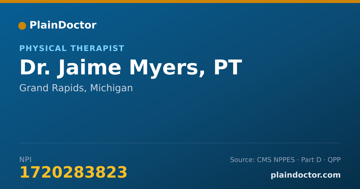 Shareable card for Jaime Myers, PT - Physical Therapist, Grand Rapids, MI