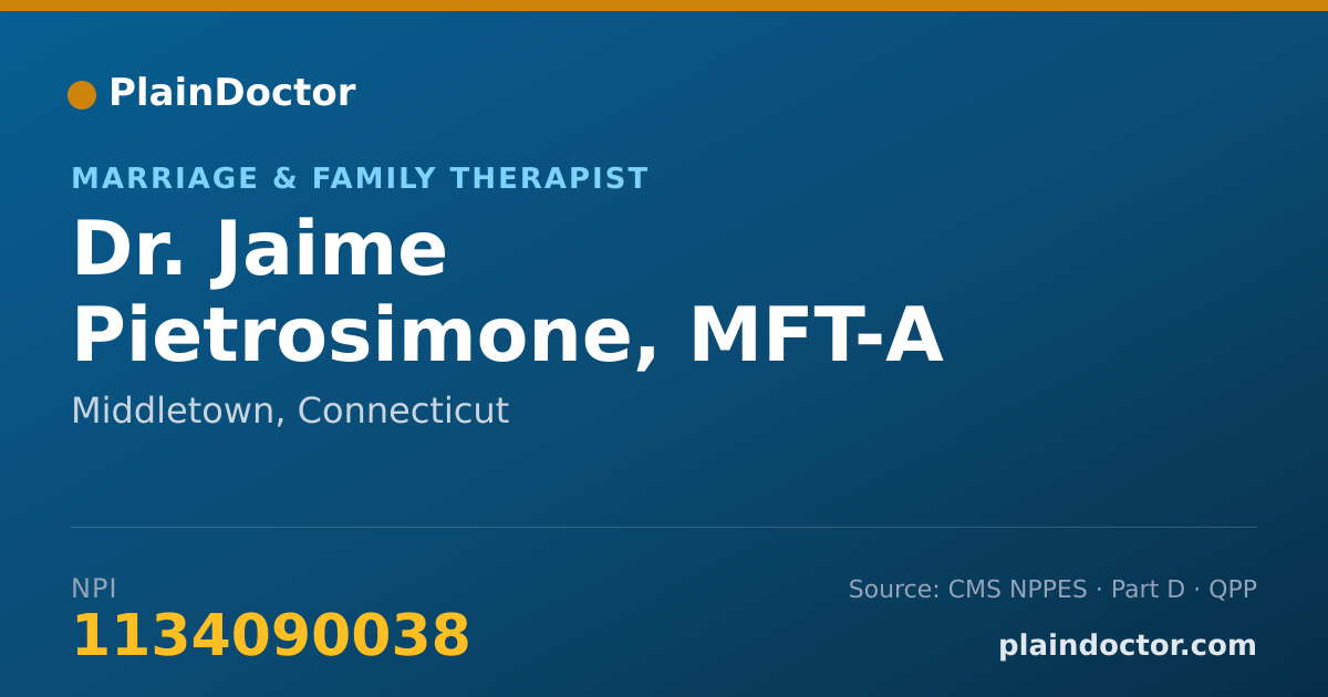 Shareable card for Jaime Pietrosimone, MFT-A - Marriage & Family Therapist, Middletown, CT
