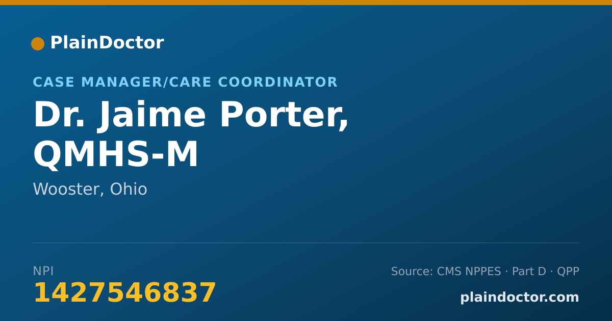 Shareable card for Jaime Porter, QMHS-M - Case Manager/Care Coordinator, Wooster, OH