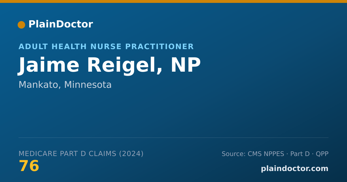 Shareable card for Jaime Reigel, NP - Adult Health Nurse Practitioner, Mankato, MN
