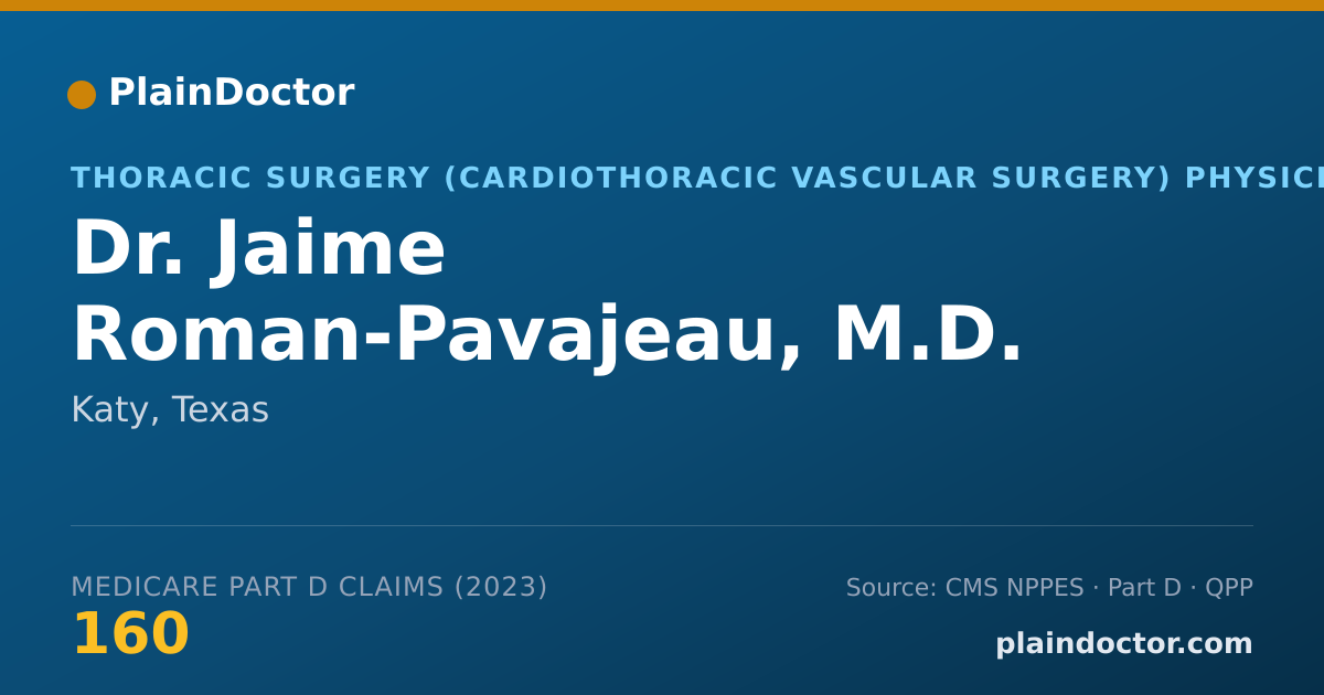 Shareable card for Jaime Roman-Pavajeau, M.D. - Thoracic Surgery (Cardiothoracic Vascular Surgery) Physician, Katy, TX