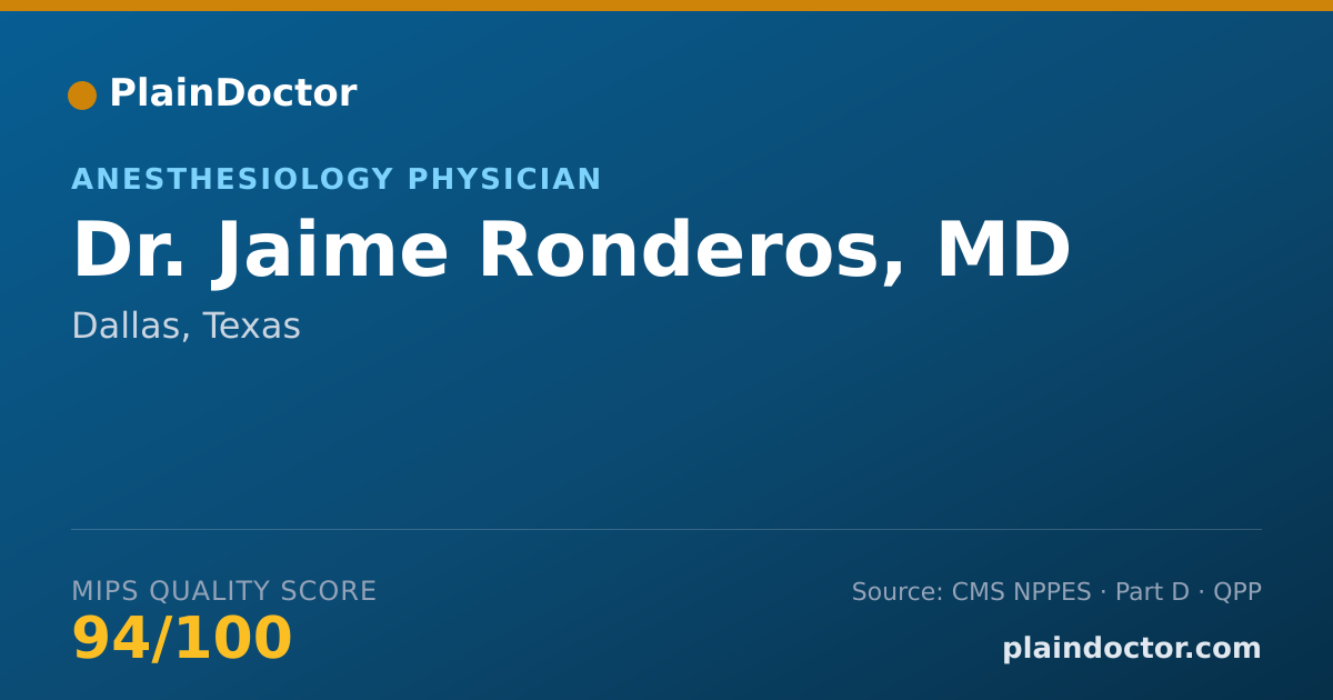Shareable card for Jaime Ronderos, MD - Anesthesiology Physician, Dallas, TX