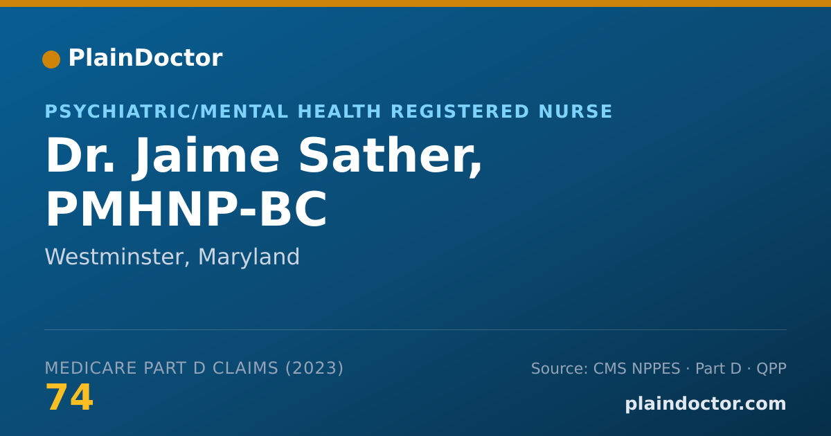 Shareable card for Jaime Sather, PMHNP-BC - Psychiatric/Mental Health Registered Nurse, Westminster, MD