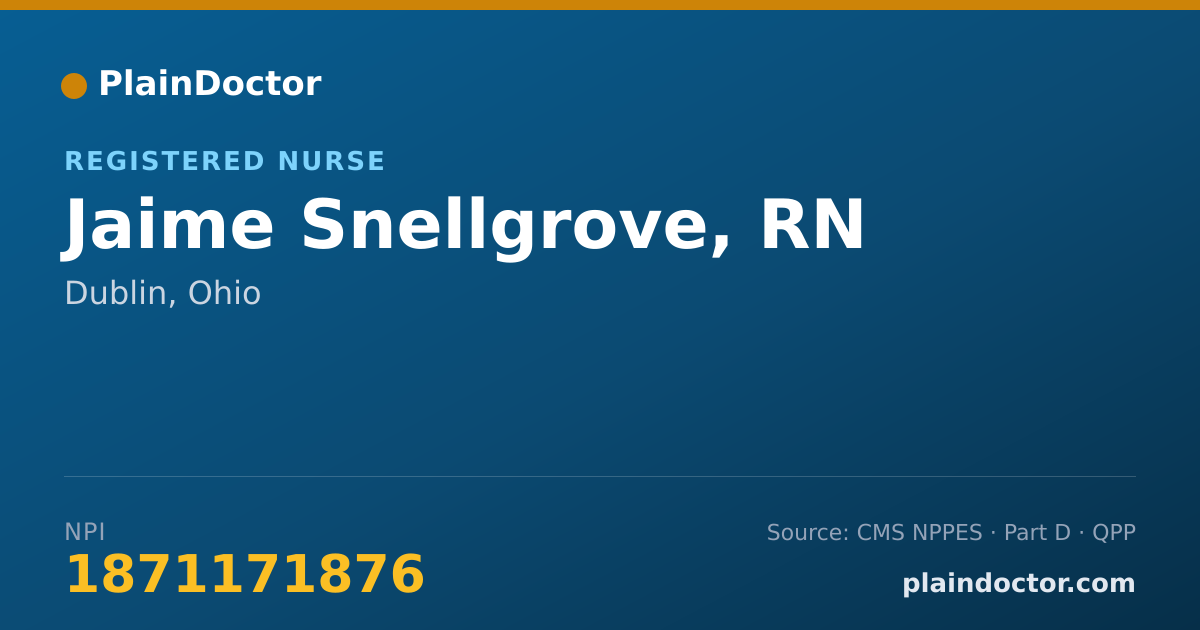 Shareable card for Jaime Snellgrove, RN - Registered Nurse, Dublin, OH