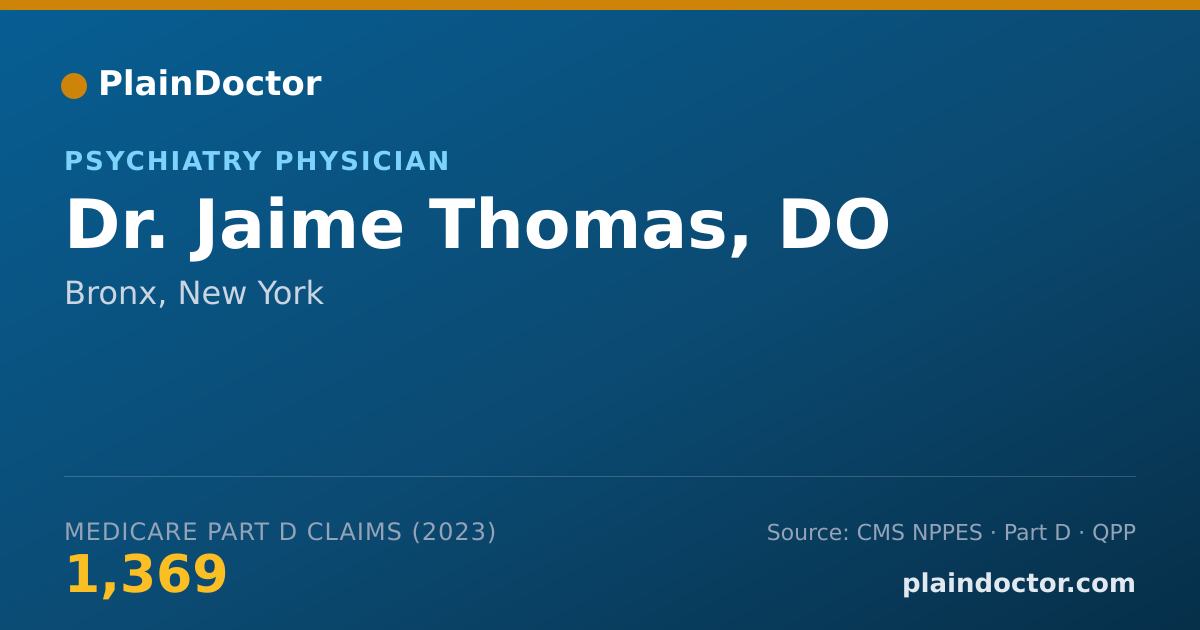 Shareable card for Jaime Thomas, DO - Psychiatry Physician, Bronx, NY