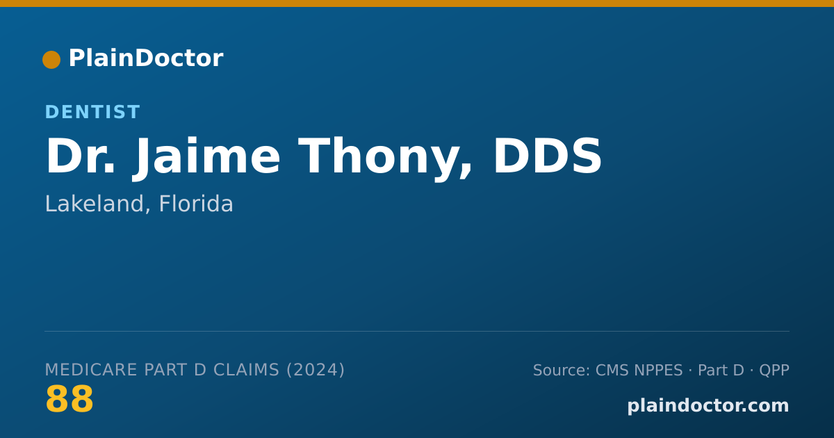 Shareable card for Jaime Thony, DDS - Dentist, Lakeland, FL