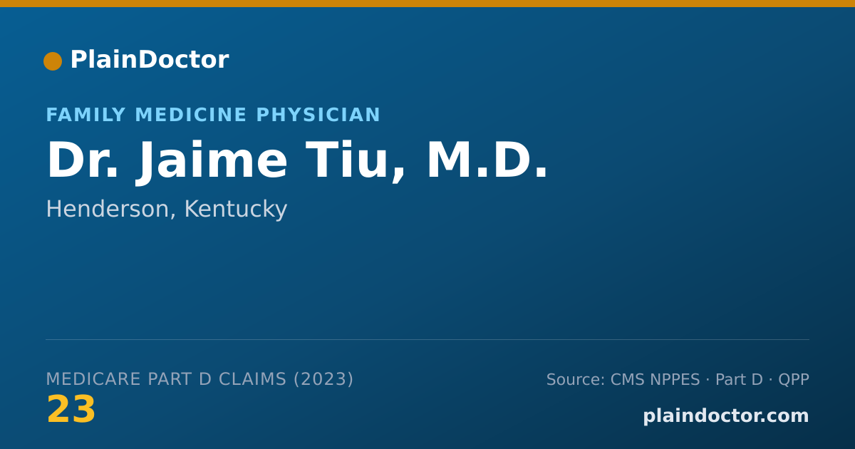 Shareable card for Jaime Tiu, M.D. - Family Medicine Physician, Henderson, KY