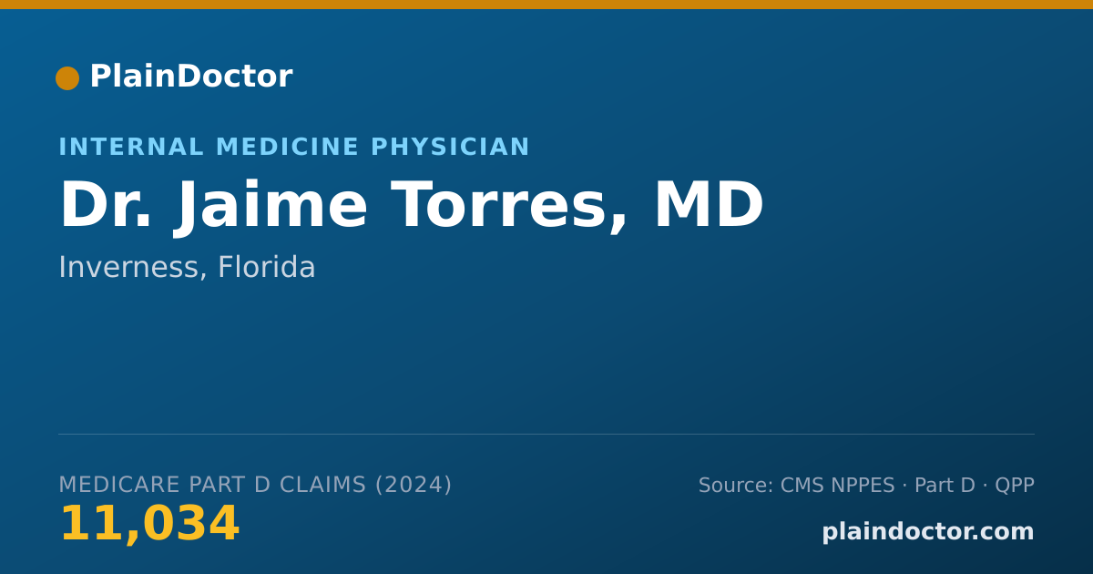 Shareable card for Jaime Torres, MD - General Practice Physician, Inverness, FL