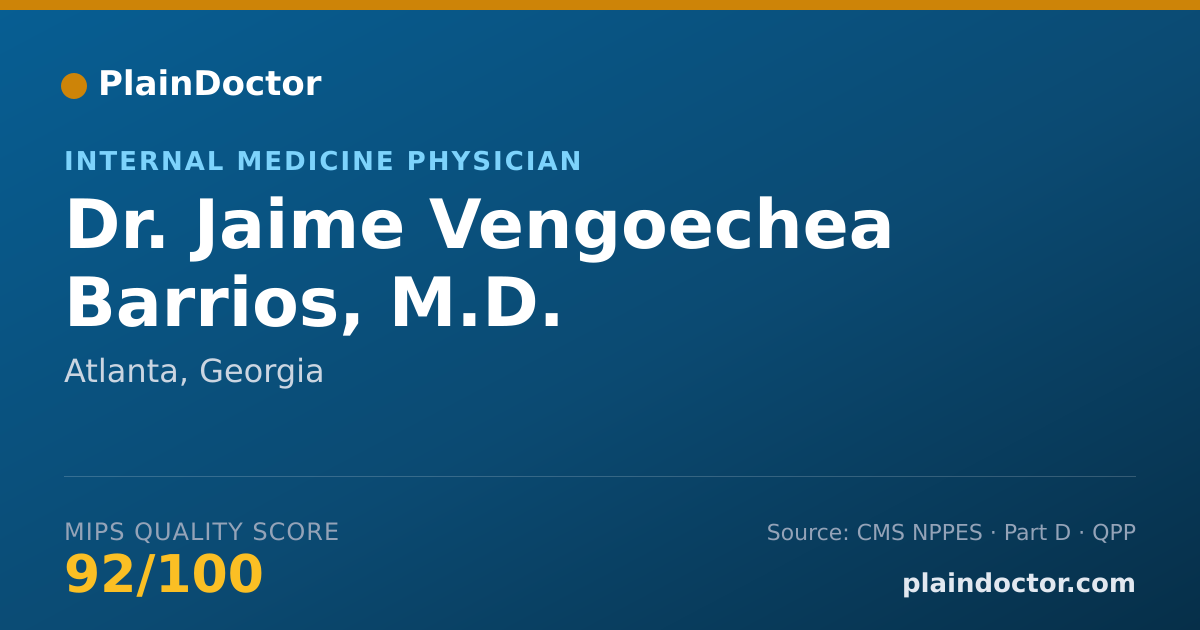 Shareable card for Jaime Vengoechea Barrios, M.D. - Internal Medicine Physician, Atlanta, GA