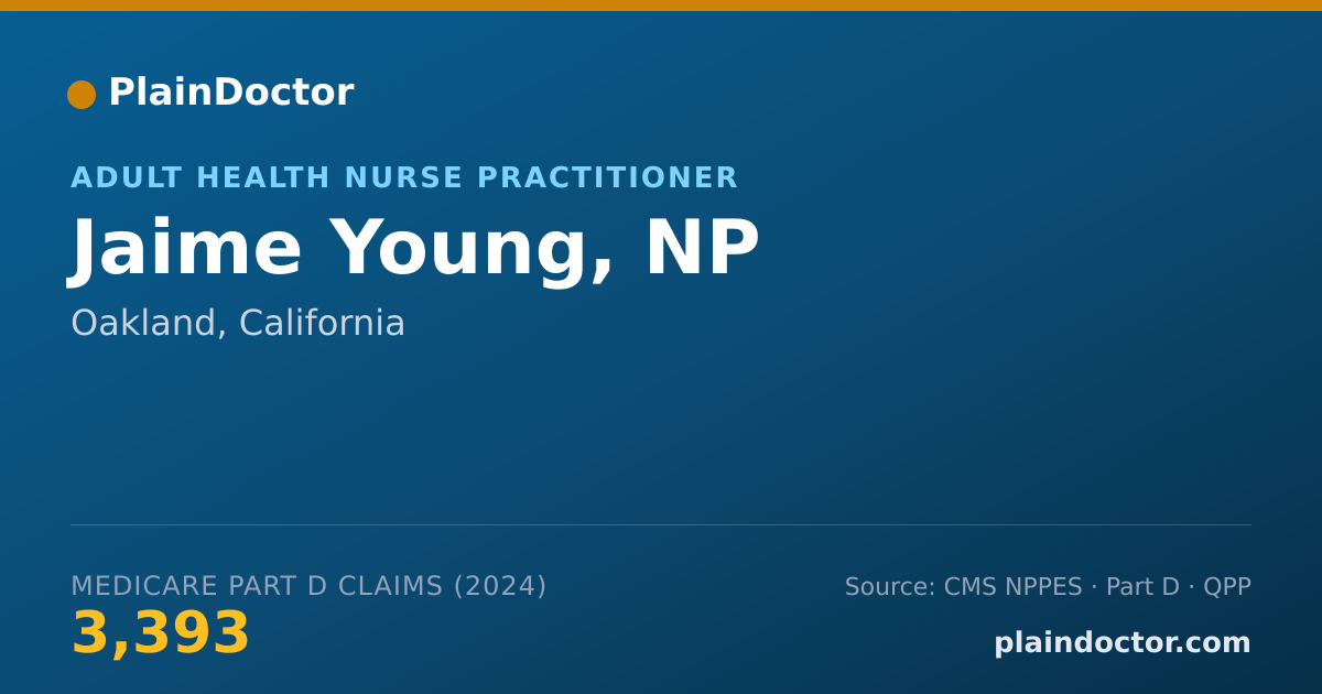 Shareable card for Jaime Young, NP - Adult Health Nurse Practitioner, Oakland, CA