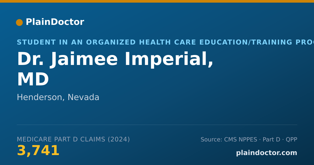 Shareable card for Jaimee Imperial, MD - Student in an Organized Health Care Education/Training Program, Henderson, NV