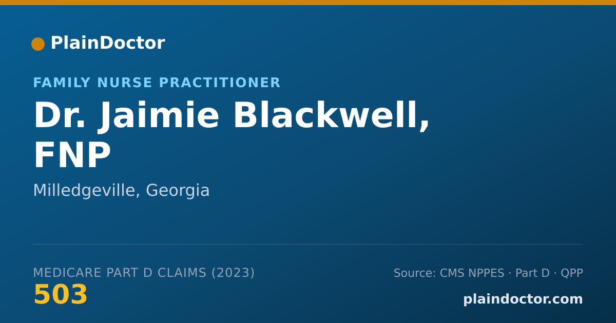 Shareable card for Jaimie Blackwell, FNP - Family Nurse Practitioner, Milledgeville, GA