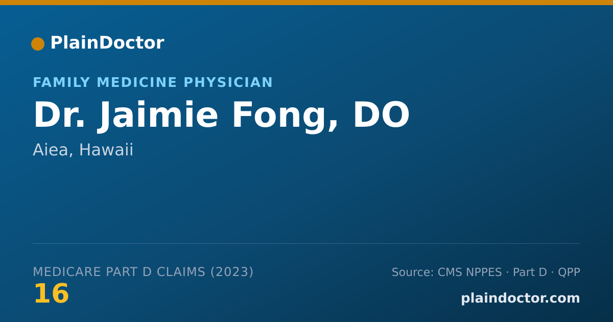 Shareable card for Jaimie Fong, DO - Family Medicine Physician, Aiea, HI