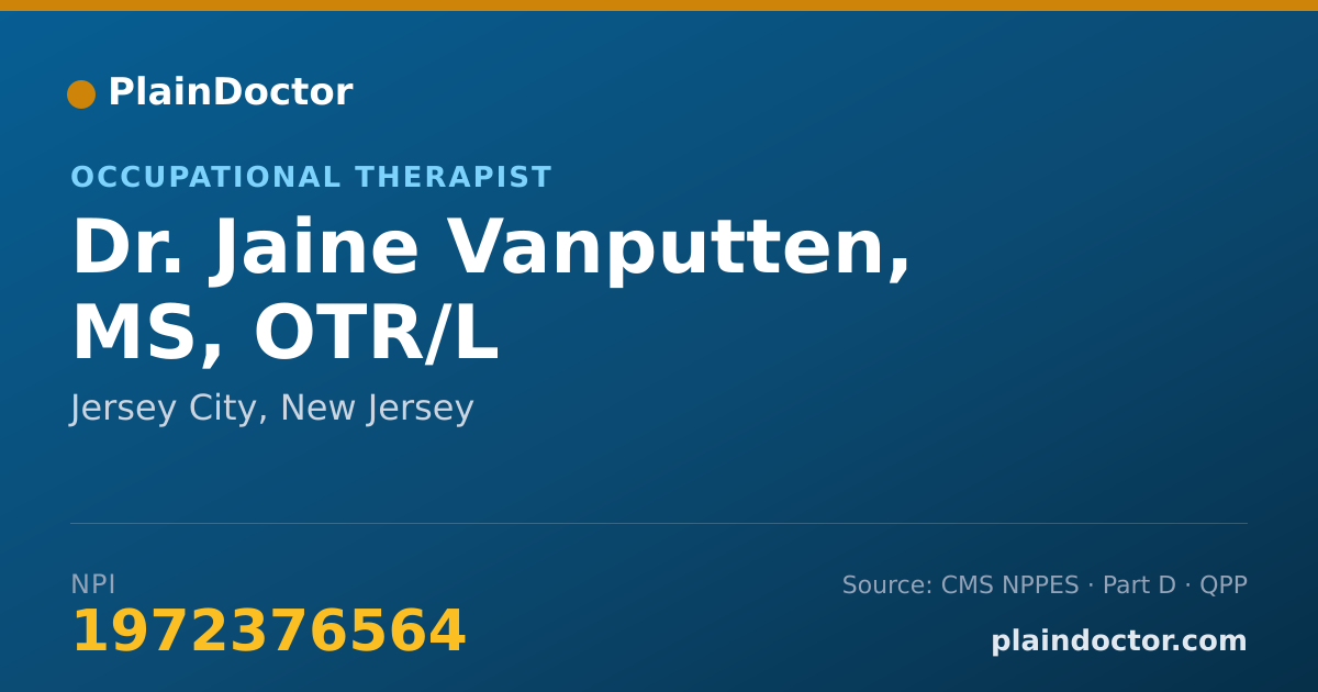 Shareable card for Jaine Vanputten, MS, OTR/L - Occupational Therapist, Jersey City, NJ