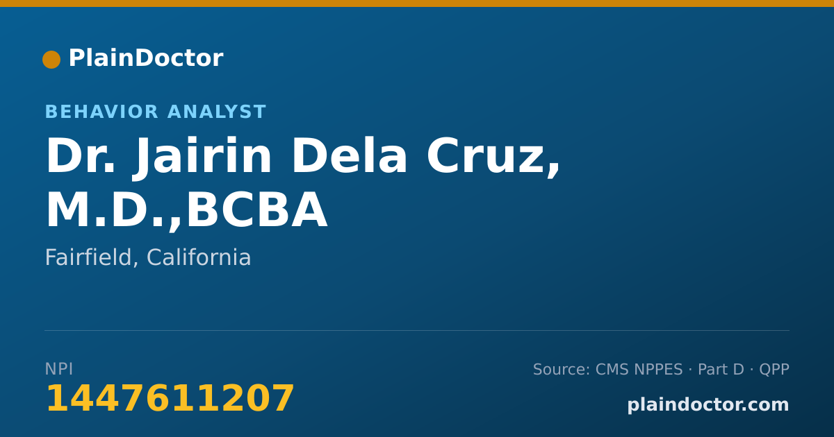 Shareable card for Jairin Dela Cruz, M.D.,BCBA - Behavior Analyst, Fairfield, CA
