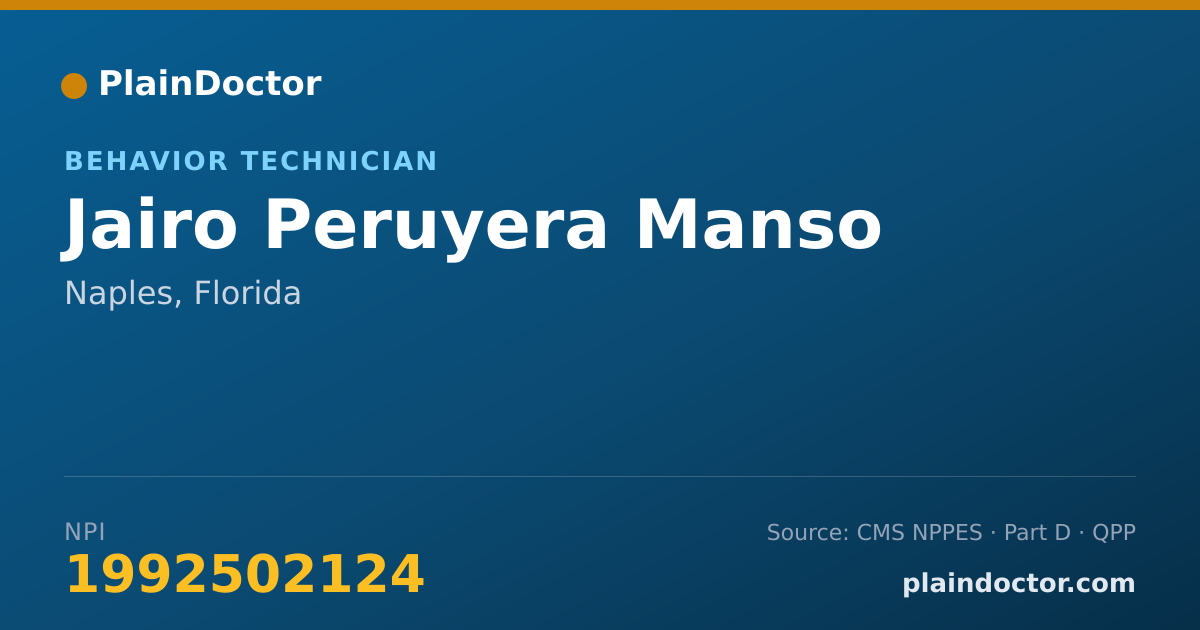 Shareable card for Jairo Peruyera Manso - Behavior Technician, Naples, FL