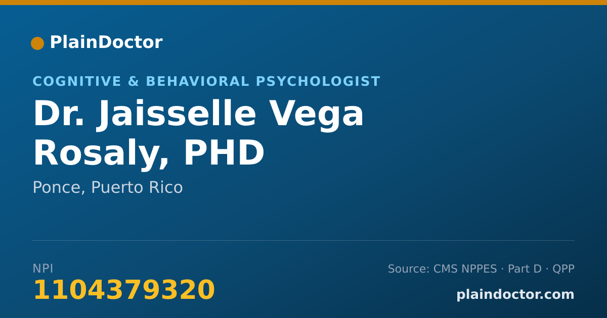 Shareable card for Jaisselle Vega Rosaly, PHD - Cognitive & Behavioral Psychologist, Ponce, PR