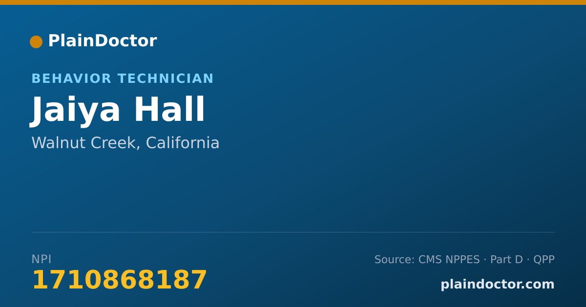 Shareable card for Jaiya Hall - Behavior Technician, Walnut Creek, CA